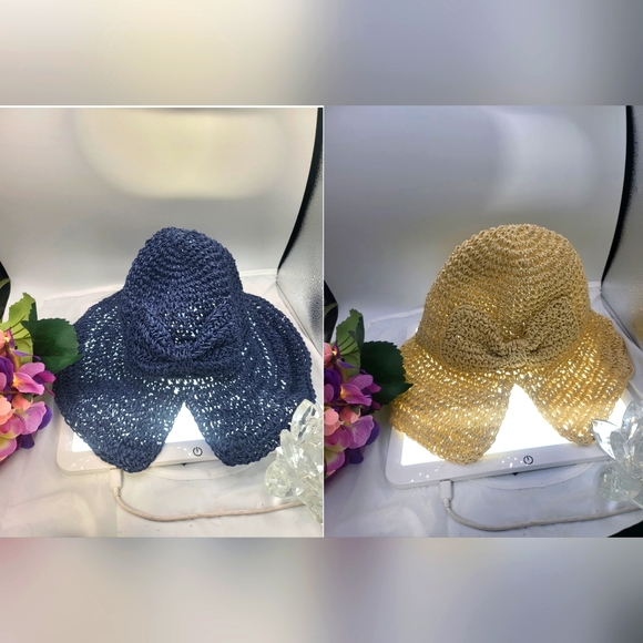 Bundle-Summer Sombrero -Straw Crochet Sun or Beach Hat, Handmade Vintage